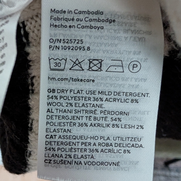 H&M Striped Black and Cream Women's Sweater, Sz L - Picture 6 of 6